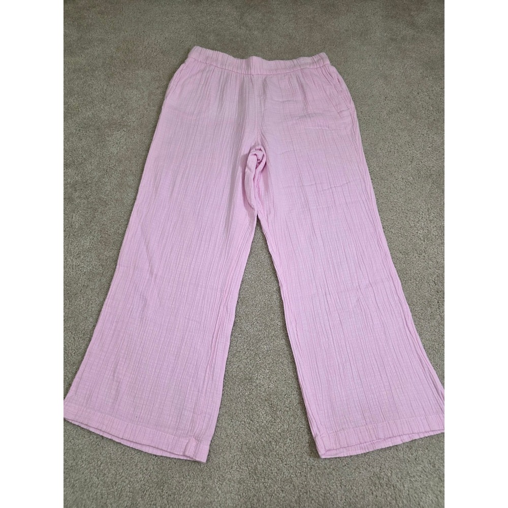 Wonderly Pink Gauze Wide Leg Pants Petite XL NWT Elastic Waist Pockets